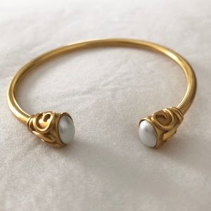 Julie Vos Pearl Petite Open Bangle Bracelet